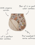 Muslin Burp Cloth Organic Cotton 2-Pack | Retro Flowers/Fog