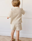Organic Cotton Waffle Leith Short | General Stripe Cassava/Batch