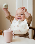 Silicone Baby Bib | Pink Flowers