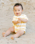 Terry Henley Romper | Yellow Stripe