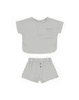 Woven Boxy Top + Short Set | Sky