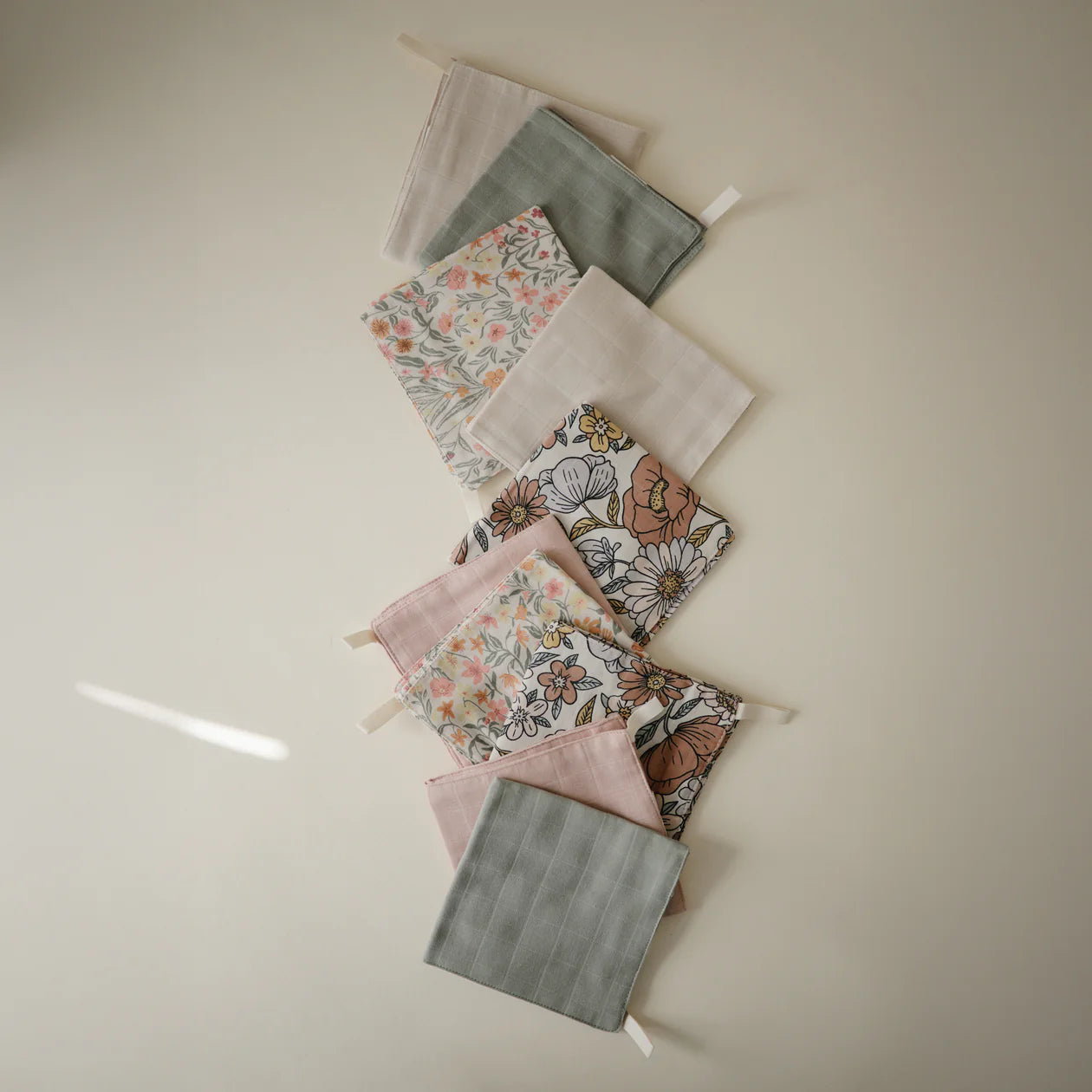 Muslin Cotton Washcloth | Pink Flowers Combo