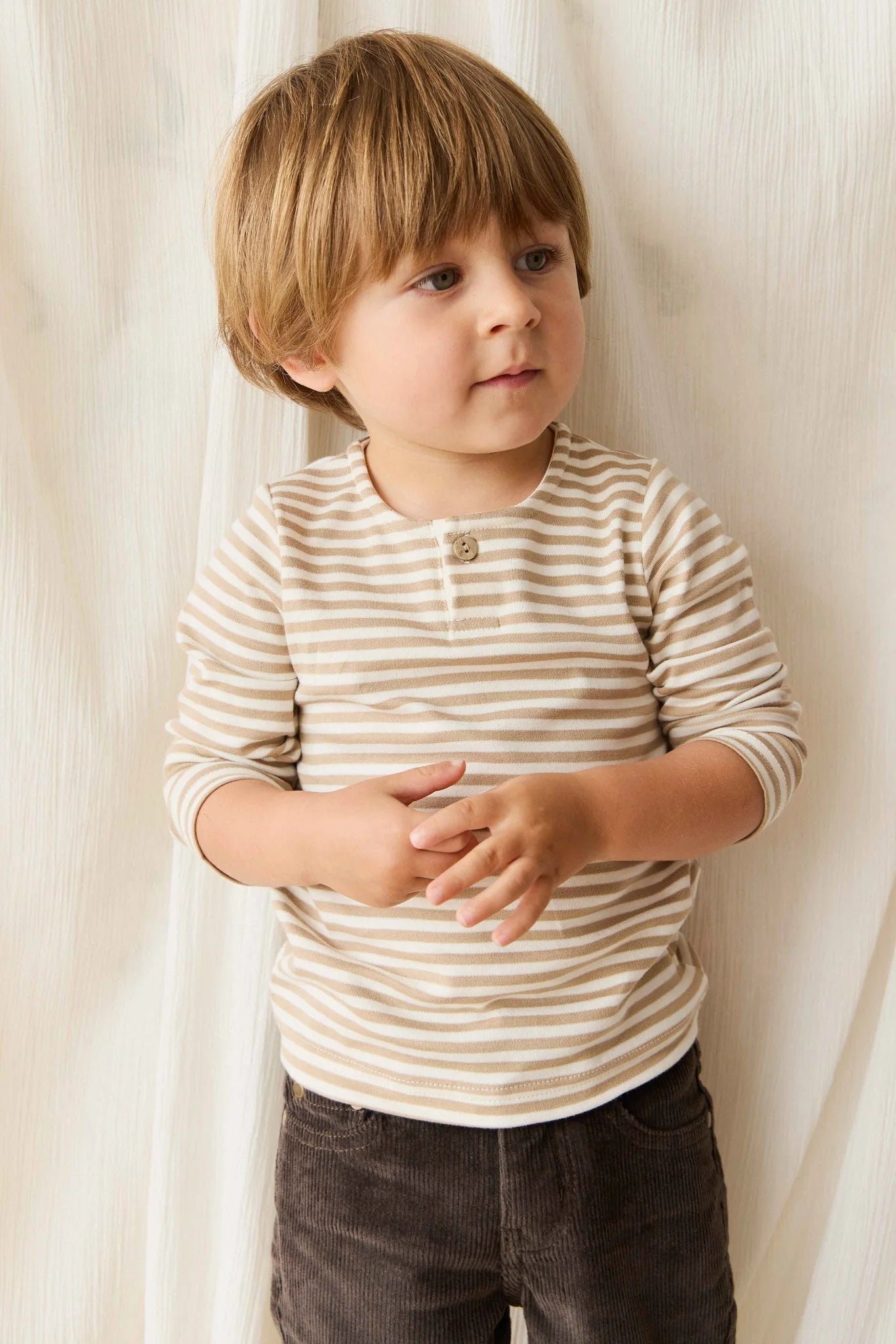 Pima Cotton Shae Top | Slim Stripe Brioche/Cloud