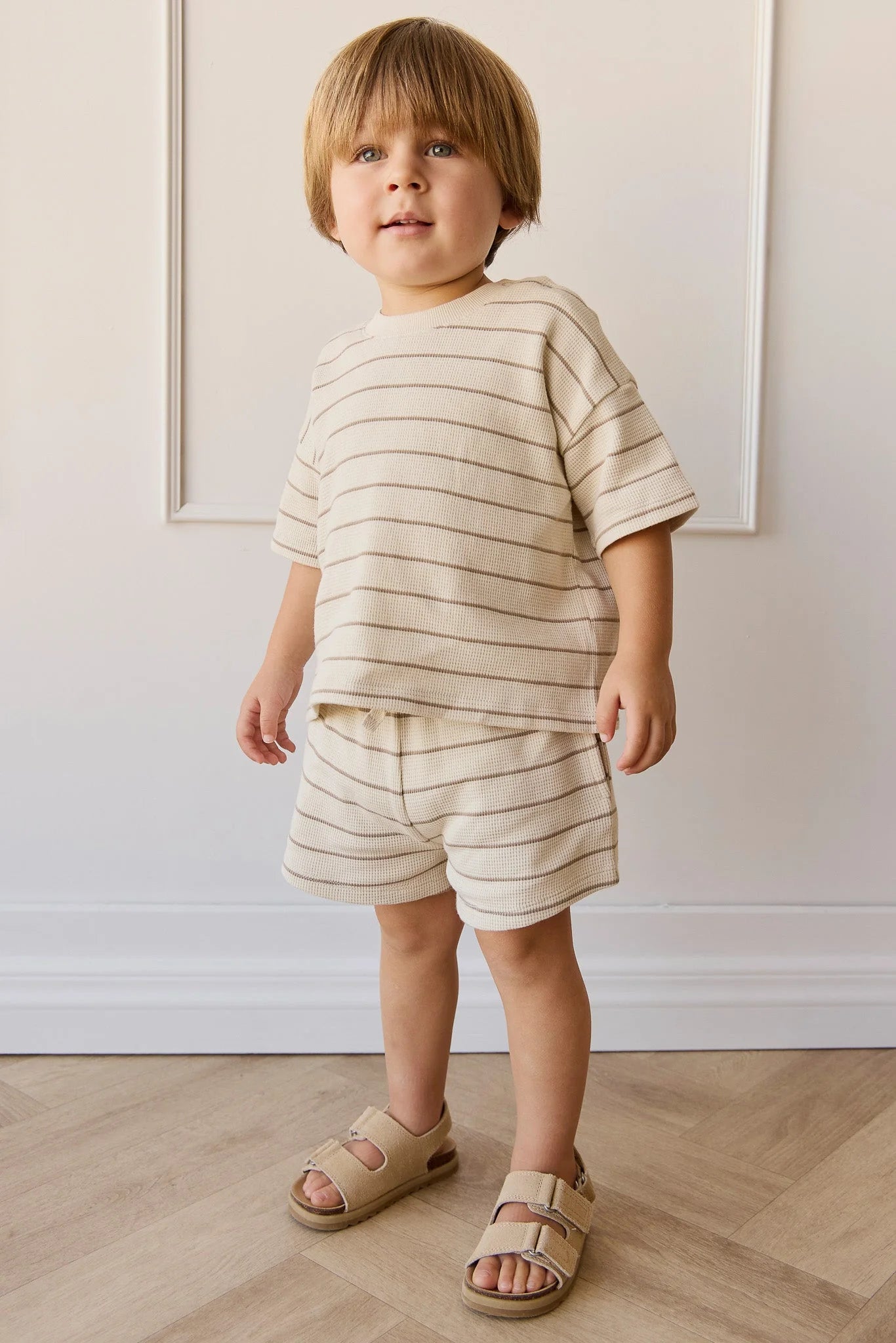 Organic Cotton Waffle Leith Tee | General Stripe Cassava/Batch