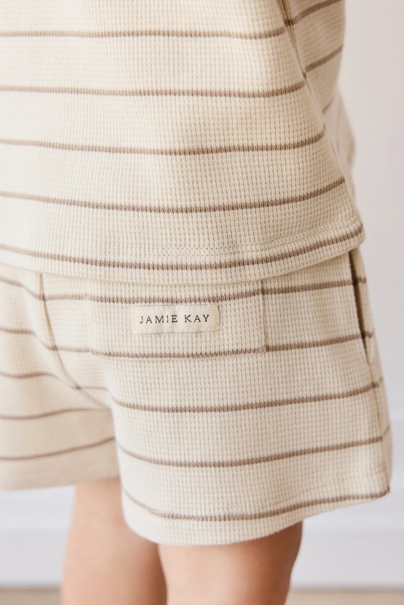 Organic Cotton Waffle Leith Short | General Stripe Cassava/Batch
