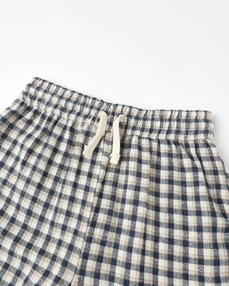 Wide Leg Pant | Navy Check
