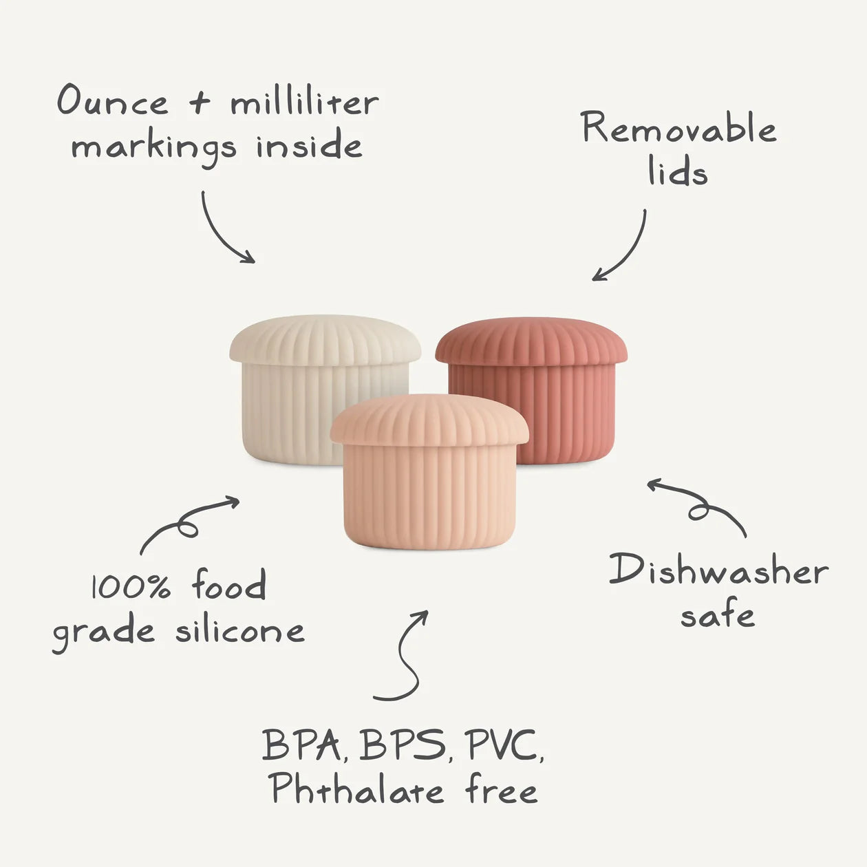 Silicone Baby Food Containers 3-Pack | Green