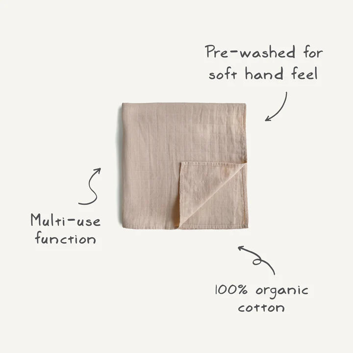 Organic Cotton Muslin Swaddle Blanket | Bows